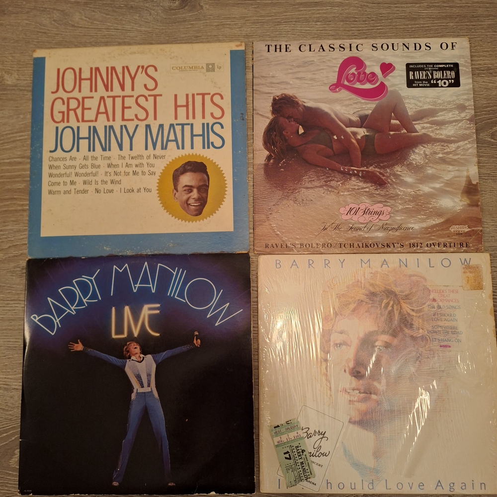 Vinyl Record Collection with Iconic Album Covers